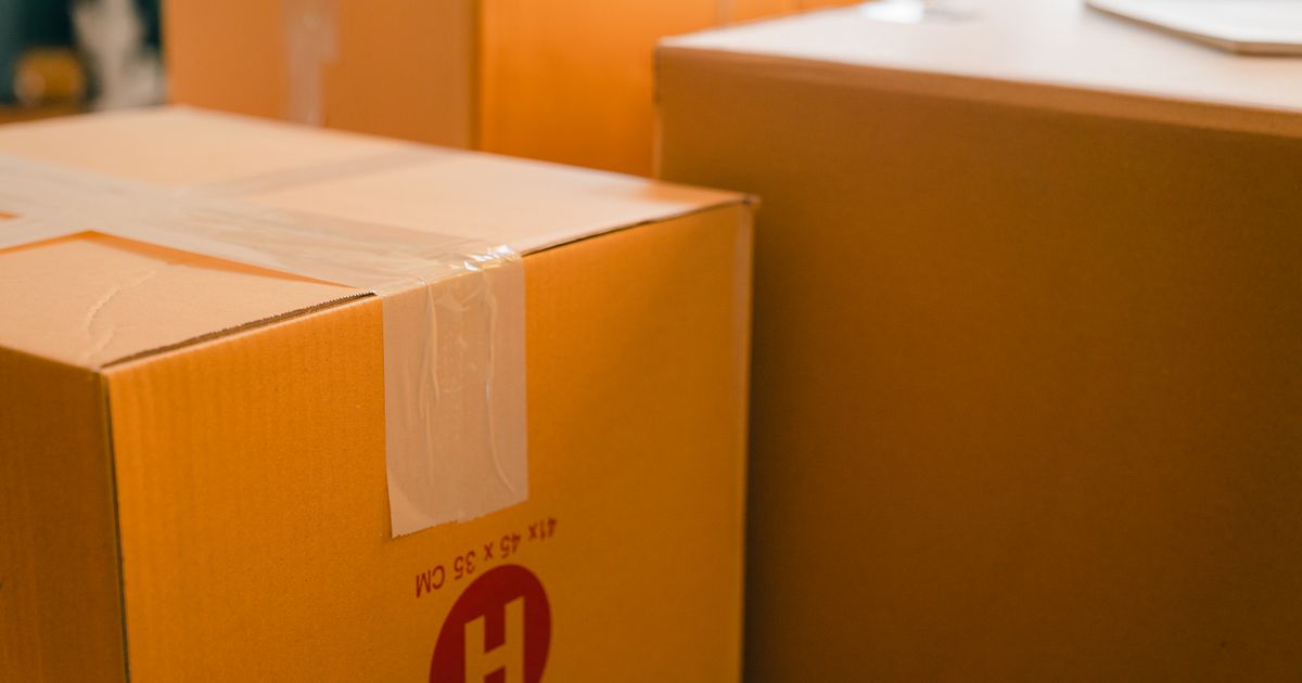 Sealed cardboard moving boxes